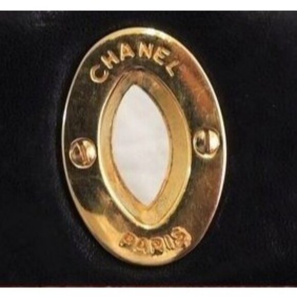Authentic CHANEL Jumbo Maxi XL 24K Gold Flap Bag Lambskin Chain Shoulder Black - Picture 12 of 16